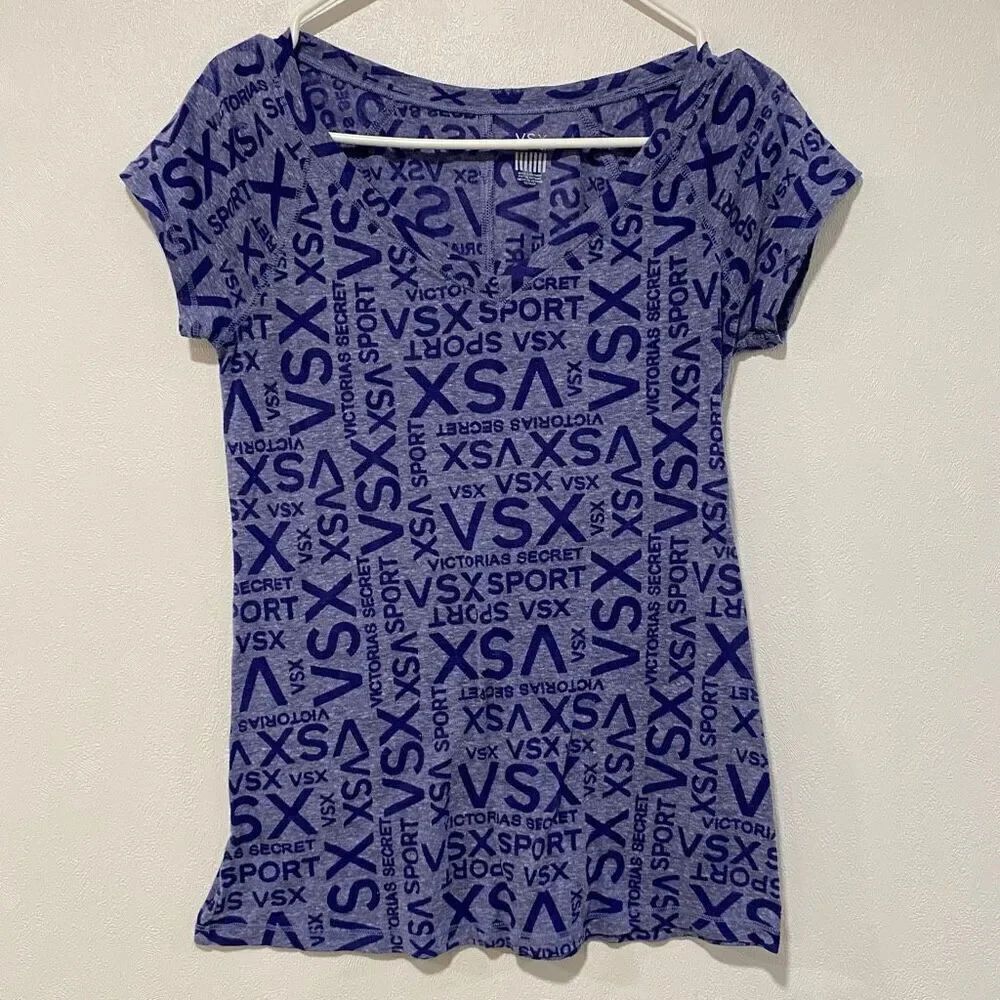 Victoria’s Secret VSX Sport Sexy Sport Blue Logo Print Tee Shirt Size XS